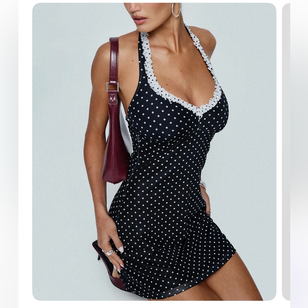 Polka Dot Halter Mini Dress